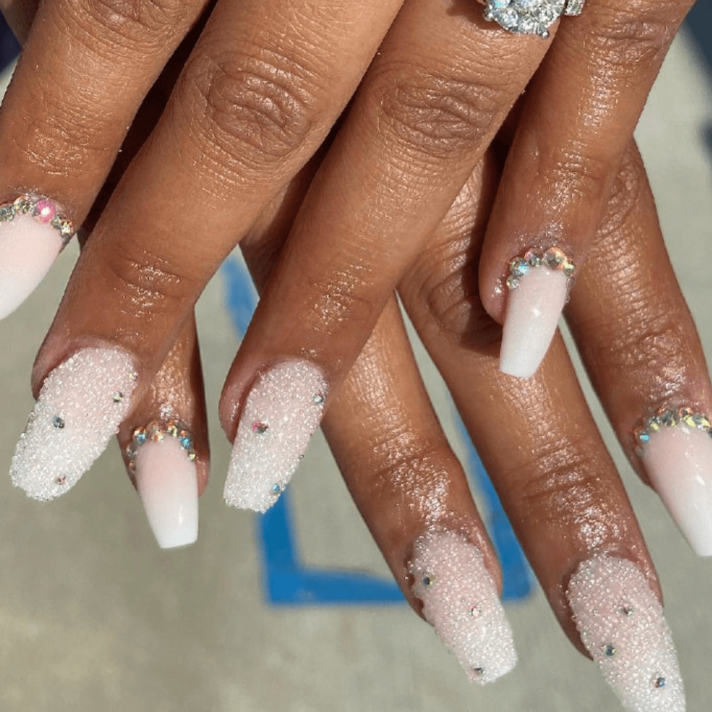 White Glitter Nails Designs