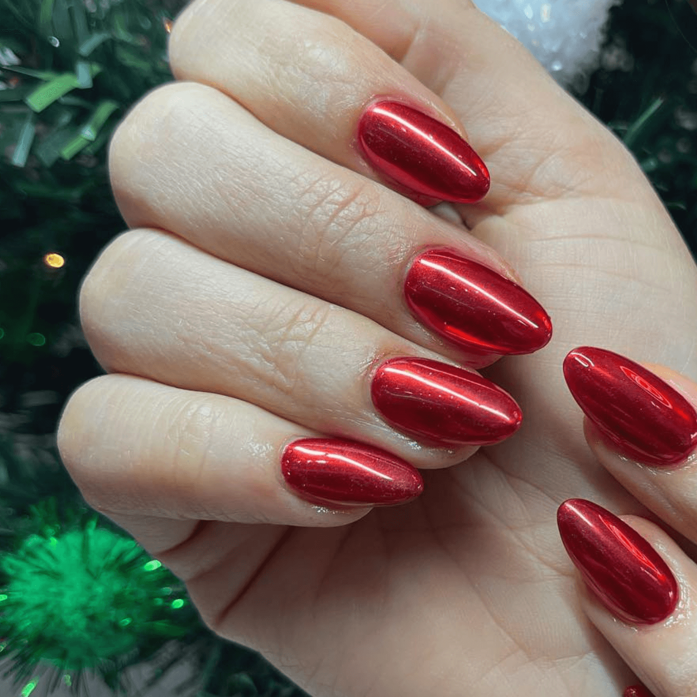 Red Oval Nails