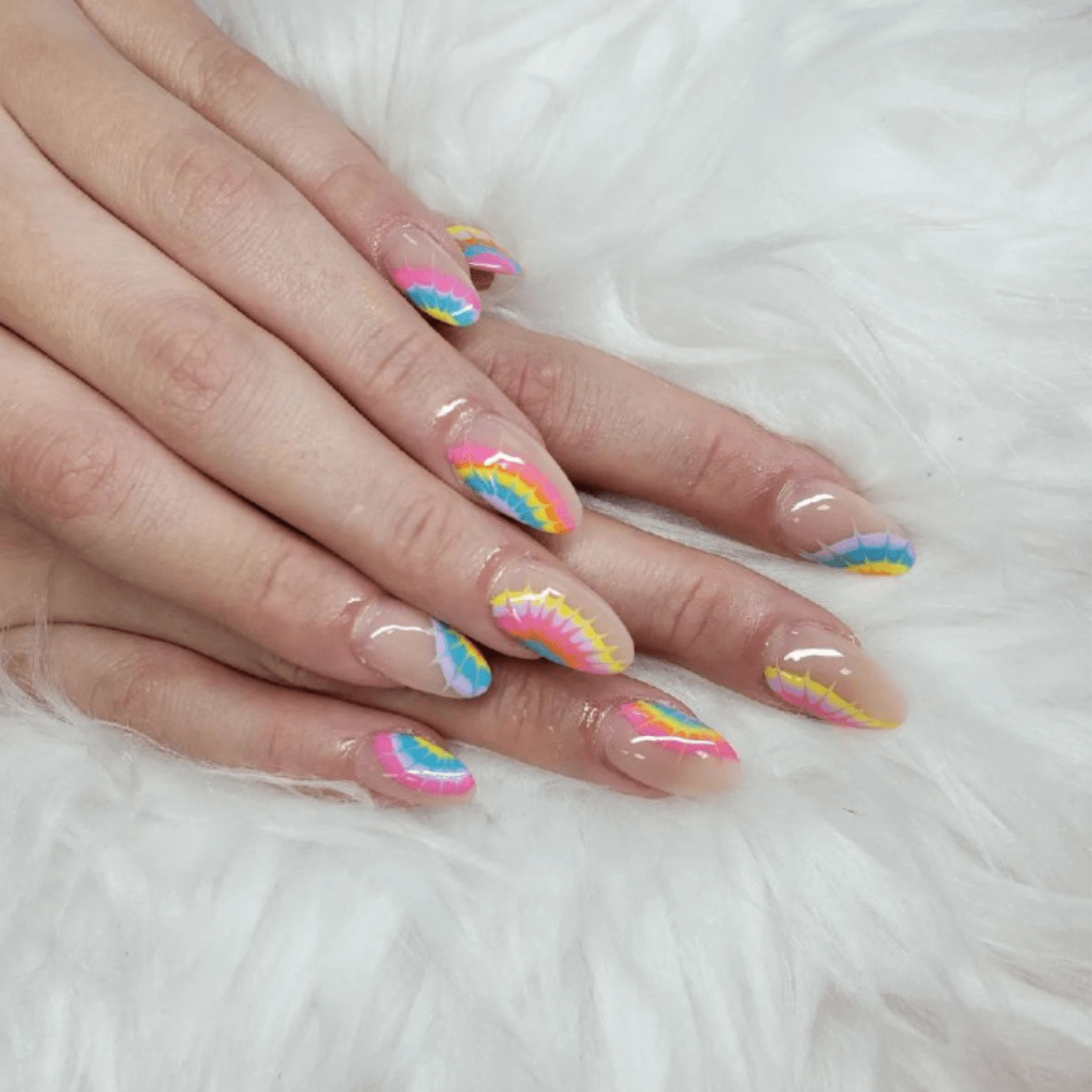 Short Almond Acrylic Nails with Minimalist Design