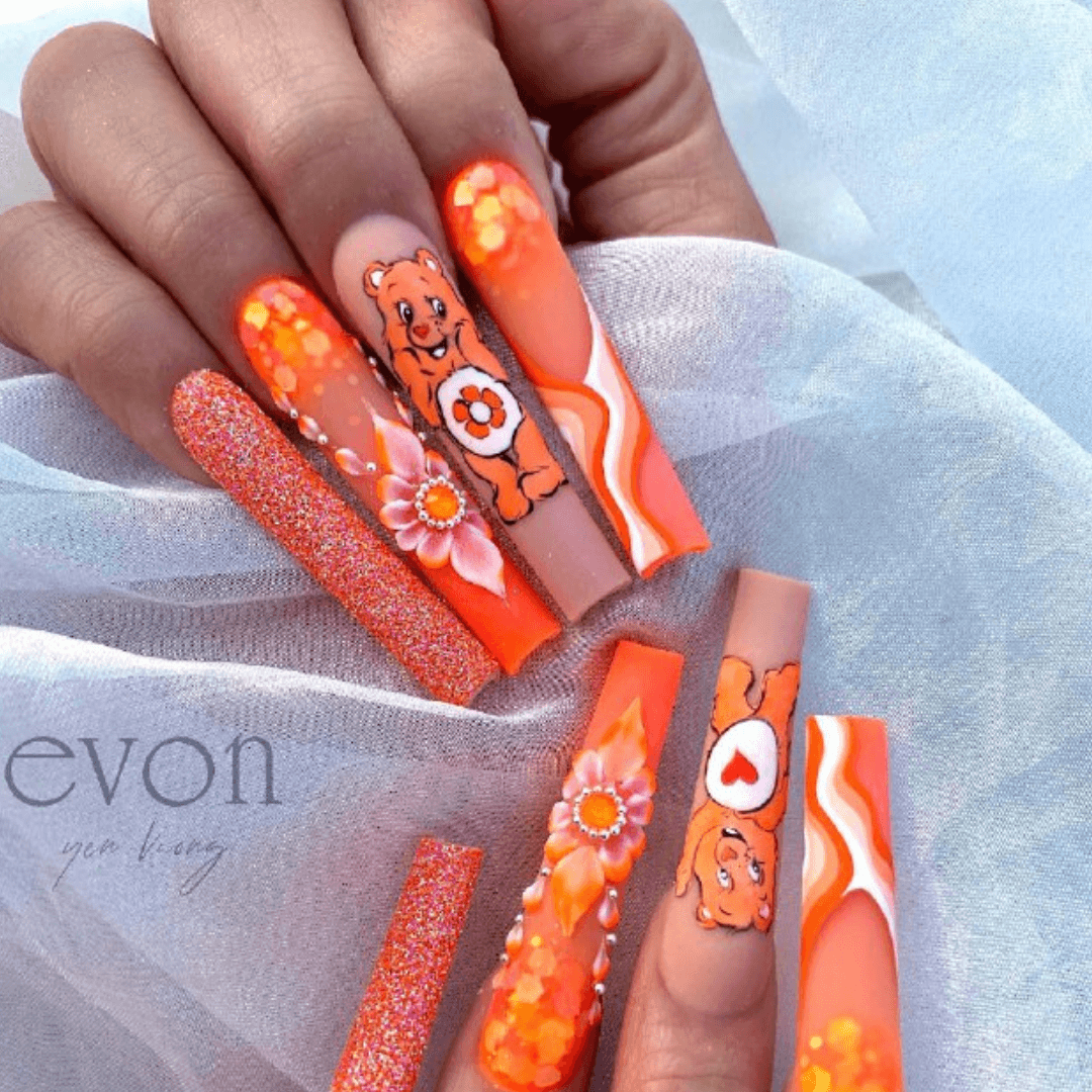 Neon Orange Nails