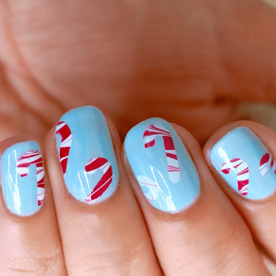 Blue Christmas Nails