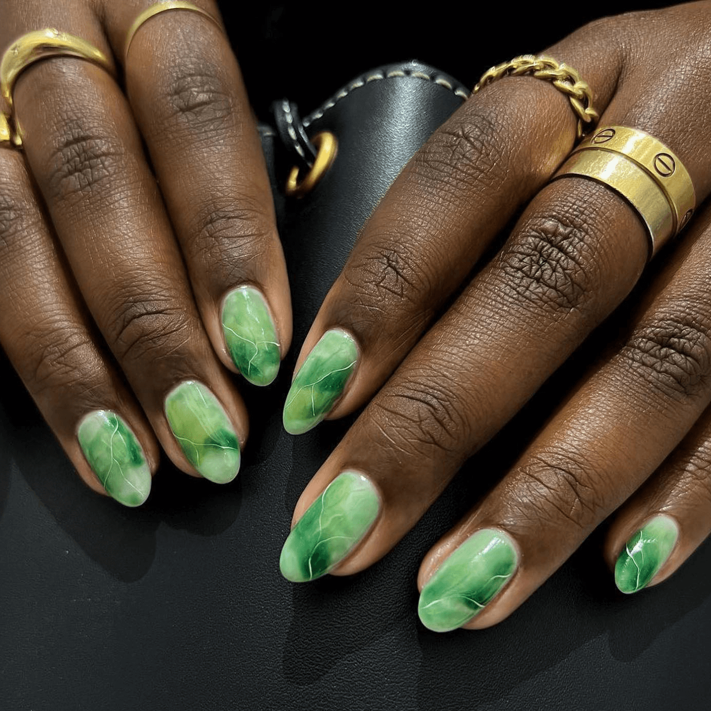 Bottle green ombre nails