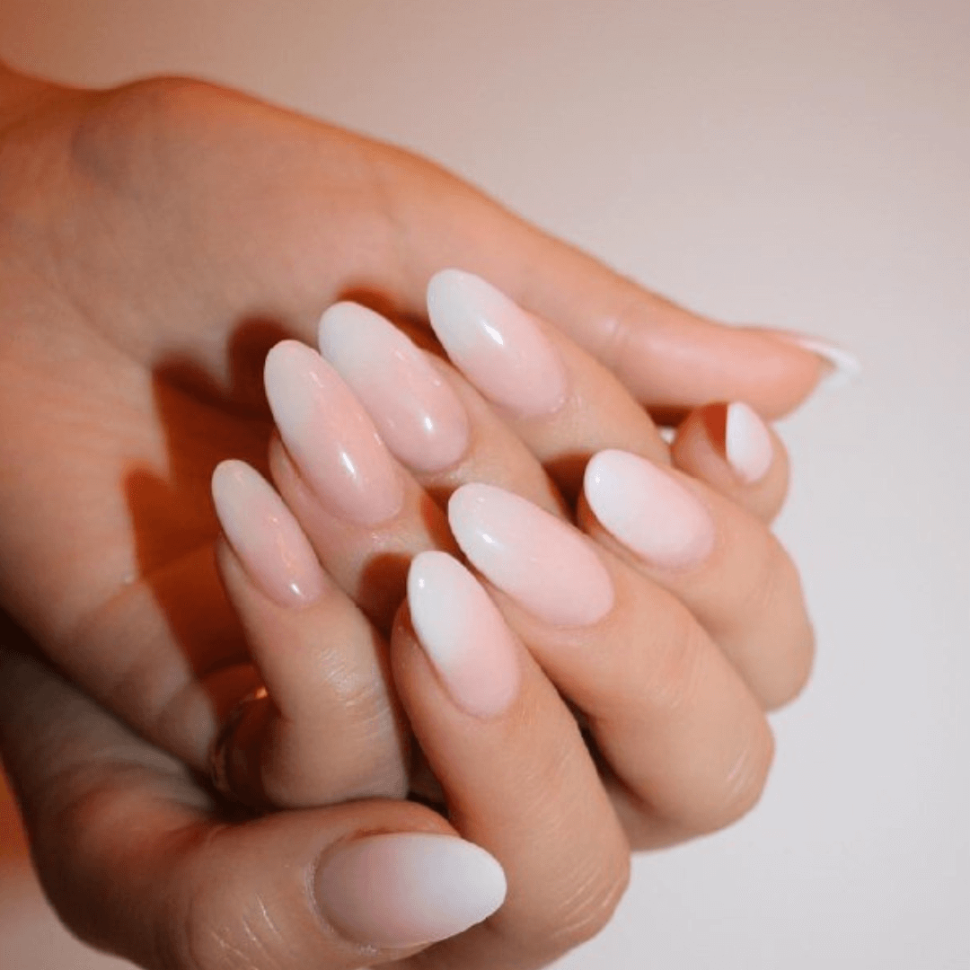 Nude and White Ombre Nails