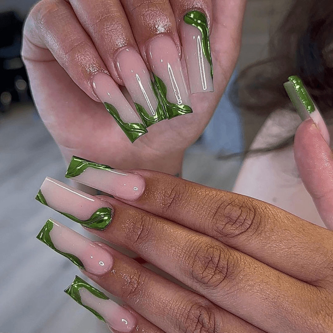 Green Chrome French Tips