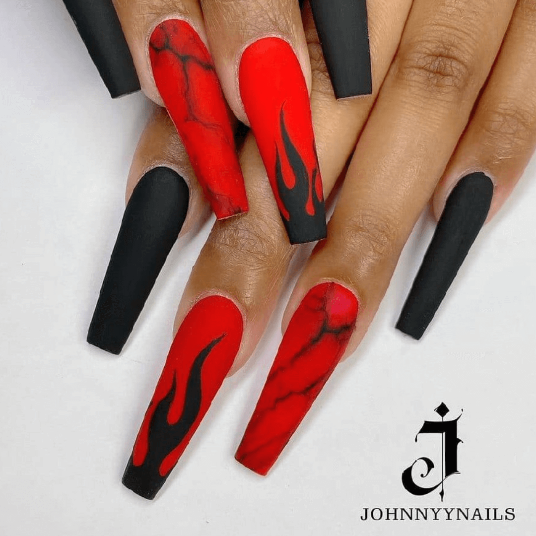 Red and black nails