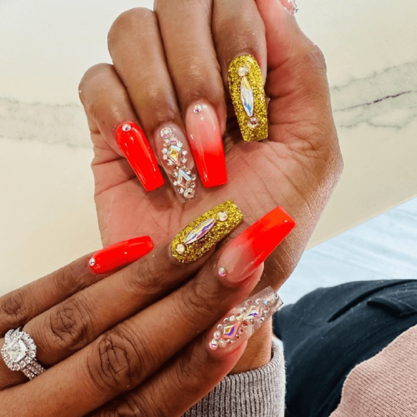 Neon Nail Designs with Glitter