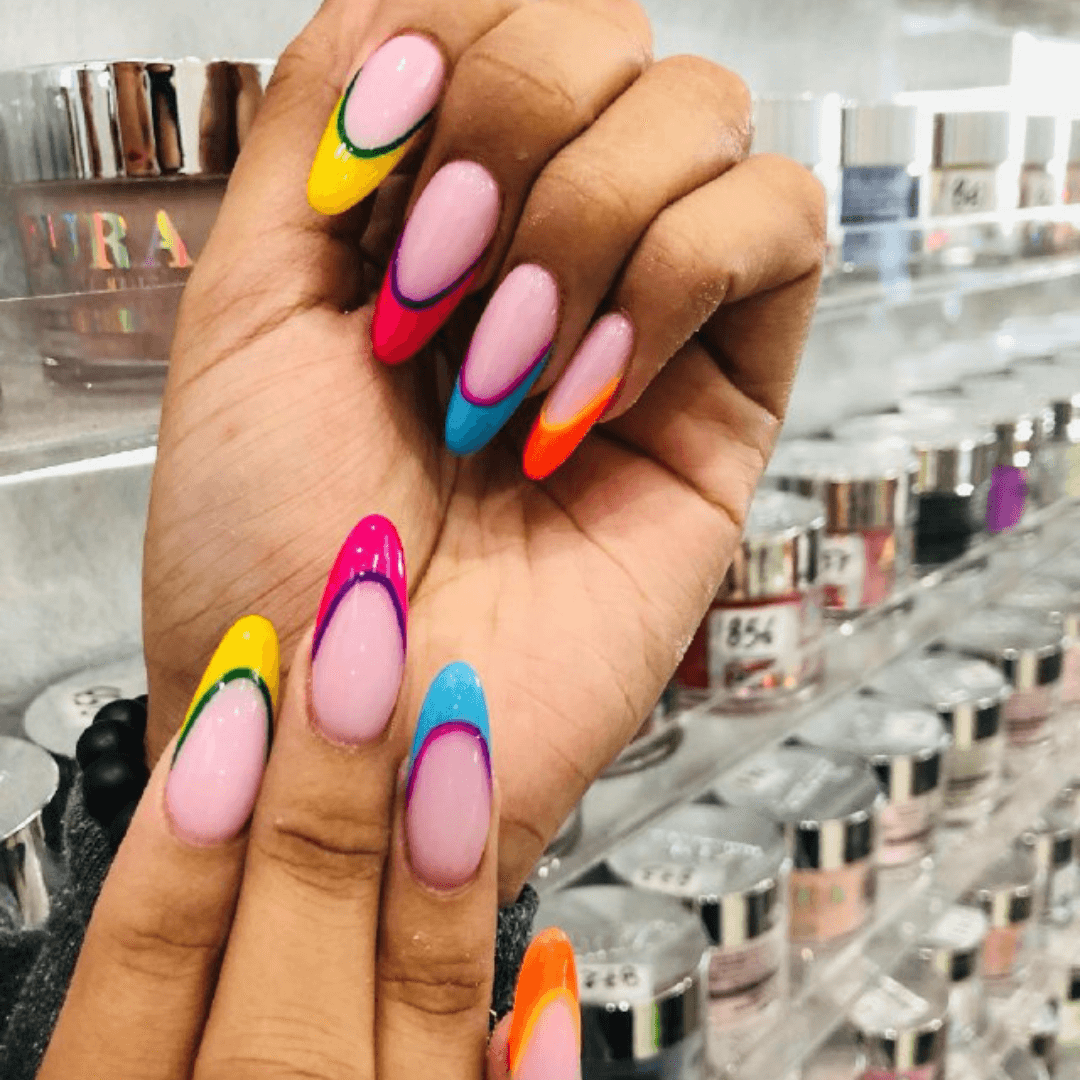 Cute Almond Nails with Colorful Tips