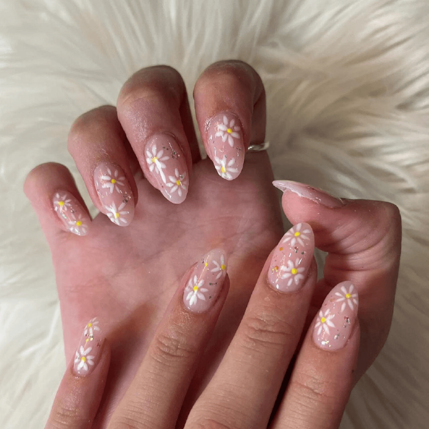 Floral White Nail Designs