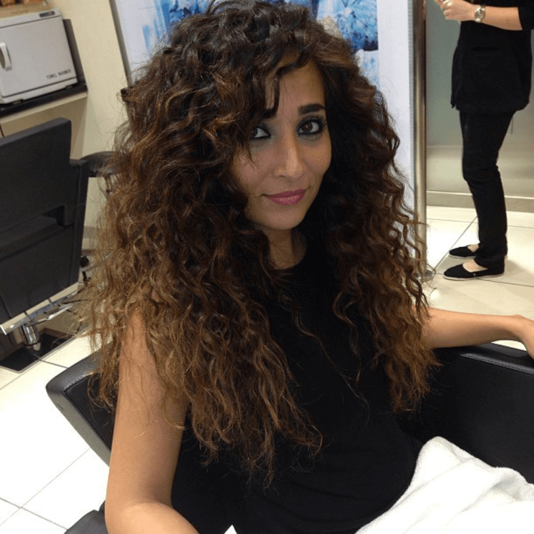 Spiral curls with side parting