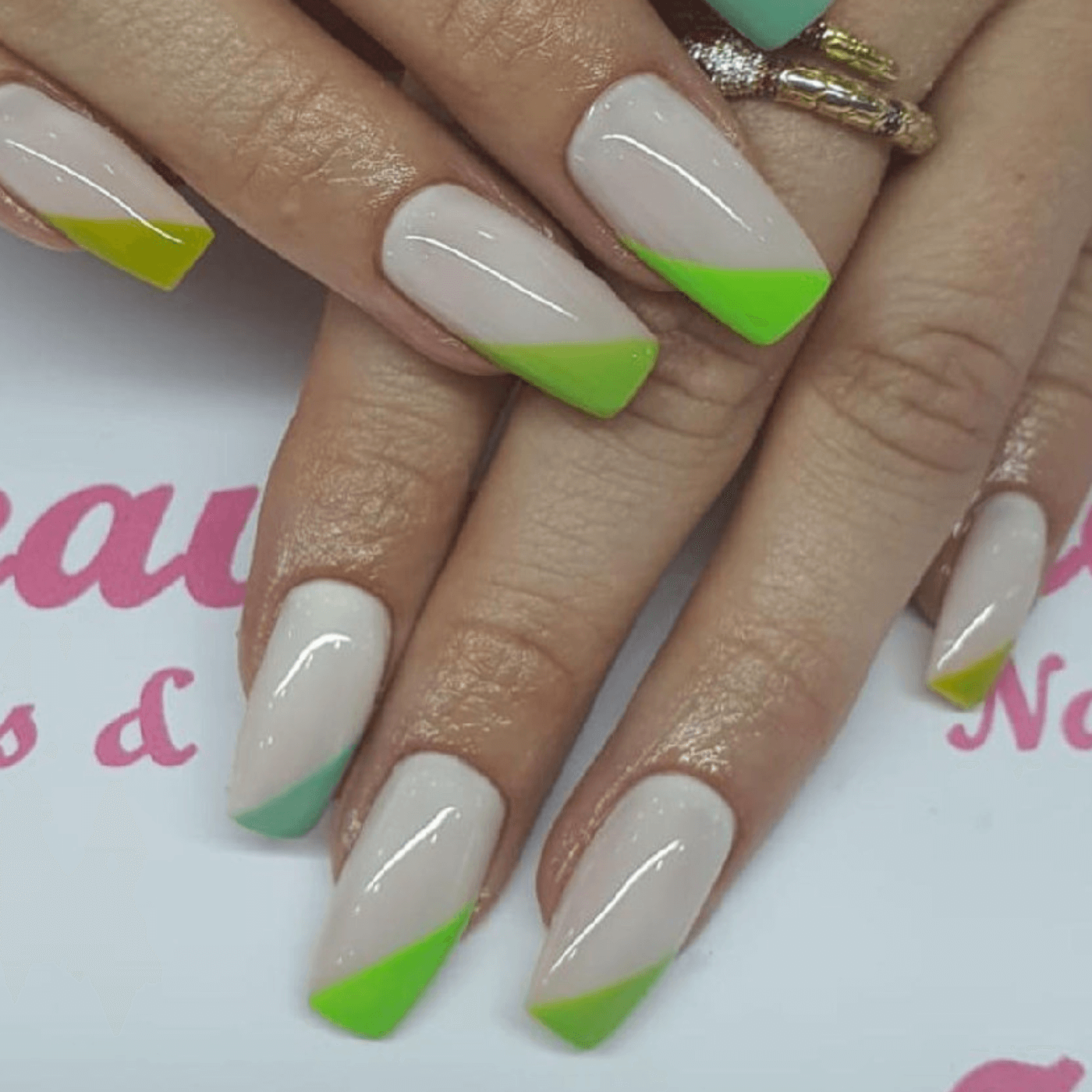 Light Green French Manicure