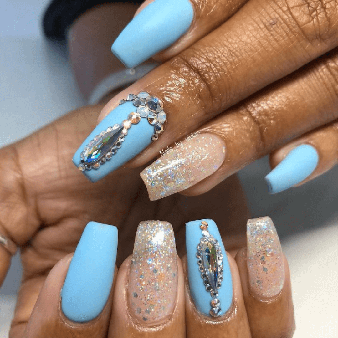 Blue Diamond Nails