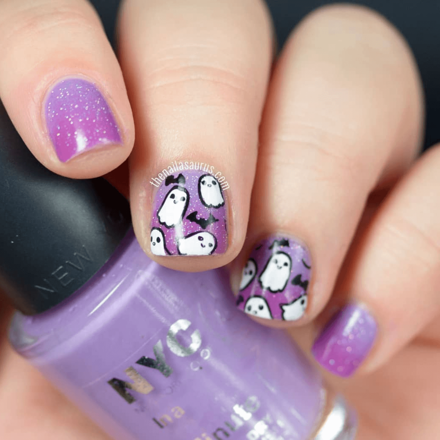 Purple and Black Halloween Nails