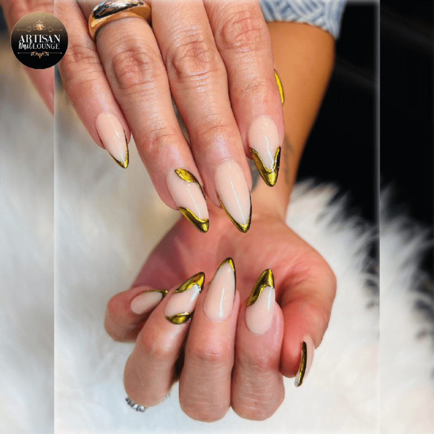 Gold French Manicure for a Wedding