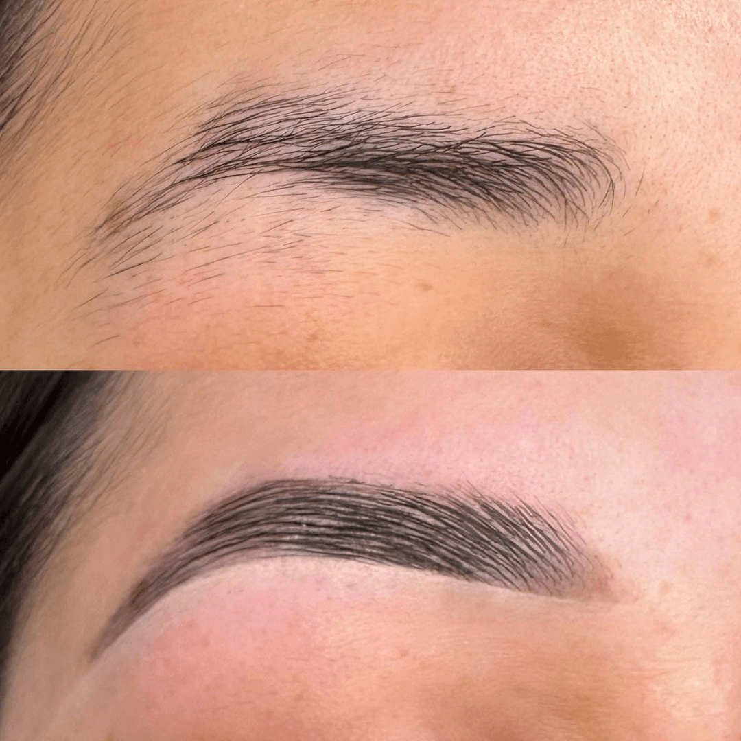 Eyebrow tinting result before/after