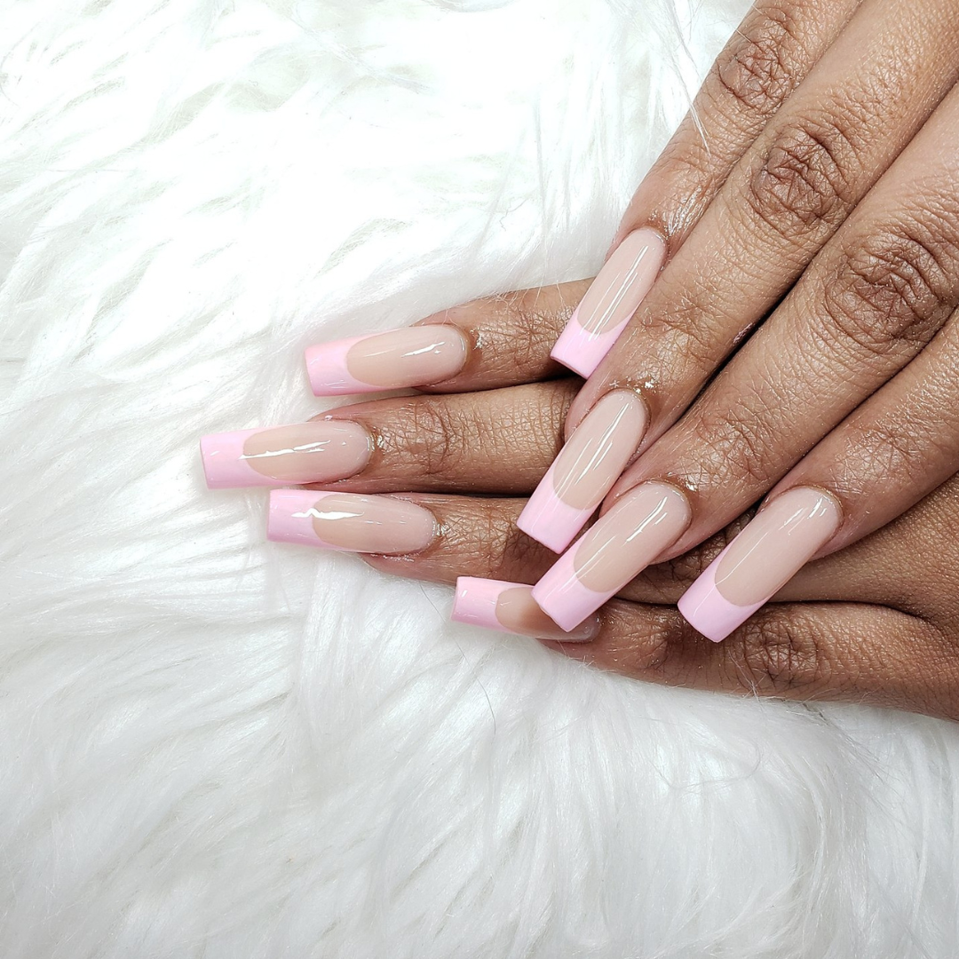 Pale pink french tip nails