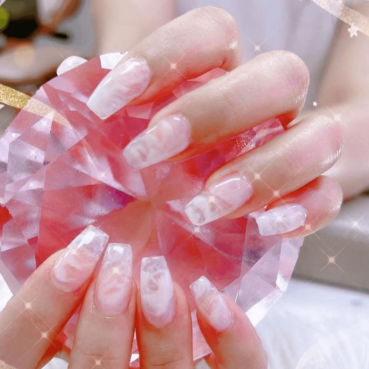 Marble Bridal Nails