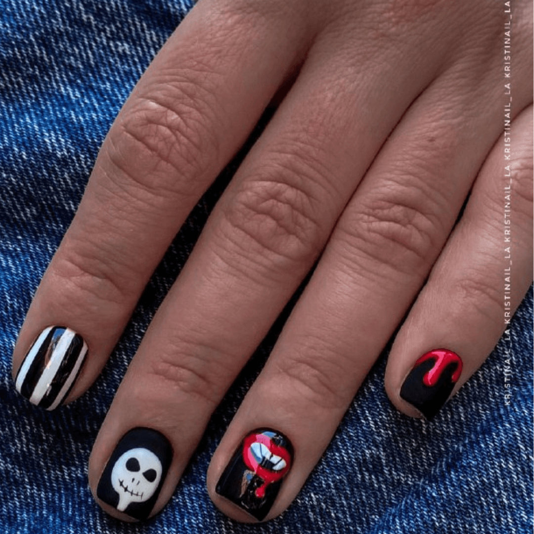 Blood Splatter Halloween Nails