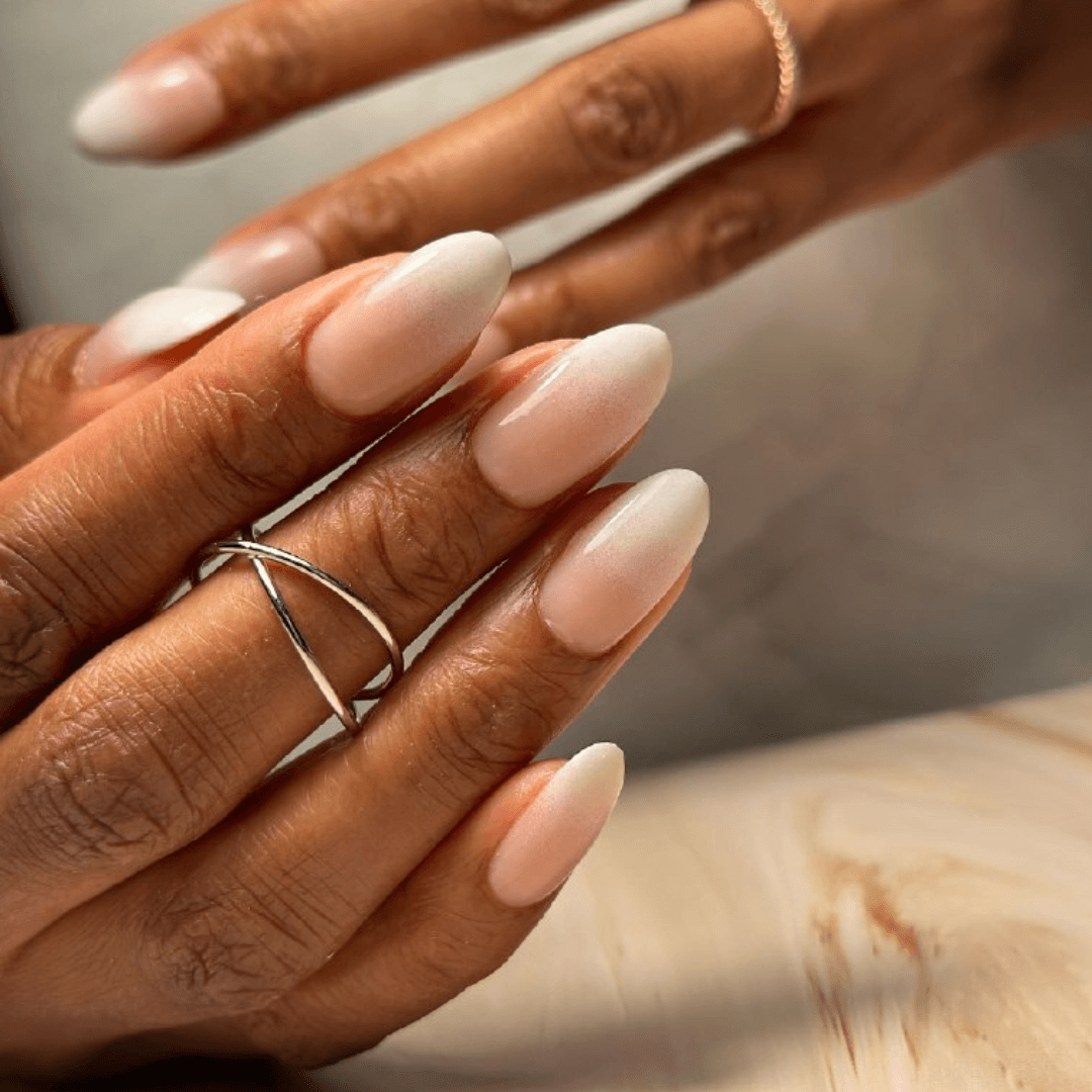 Ombre Almond Nails with Nude and White