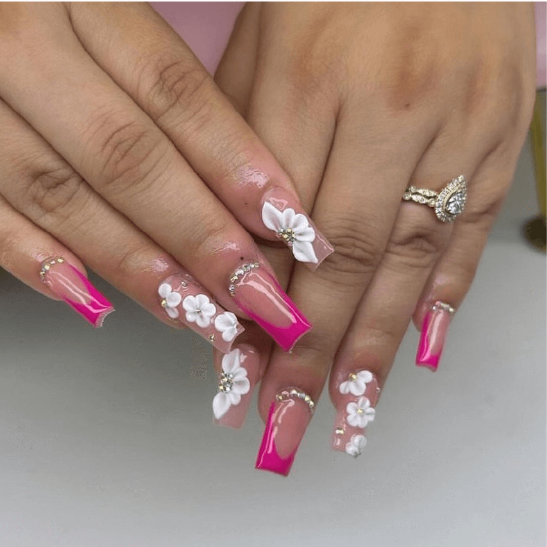 Neon Pink French Tips