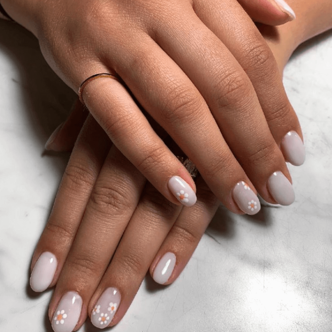 Floral White Nail Designs