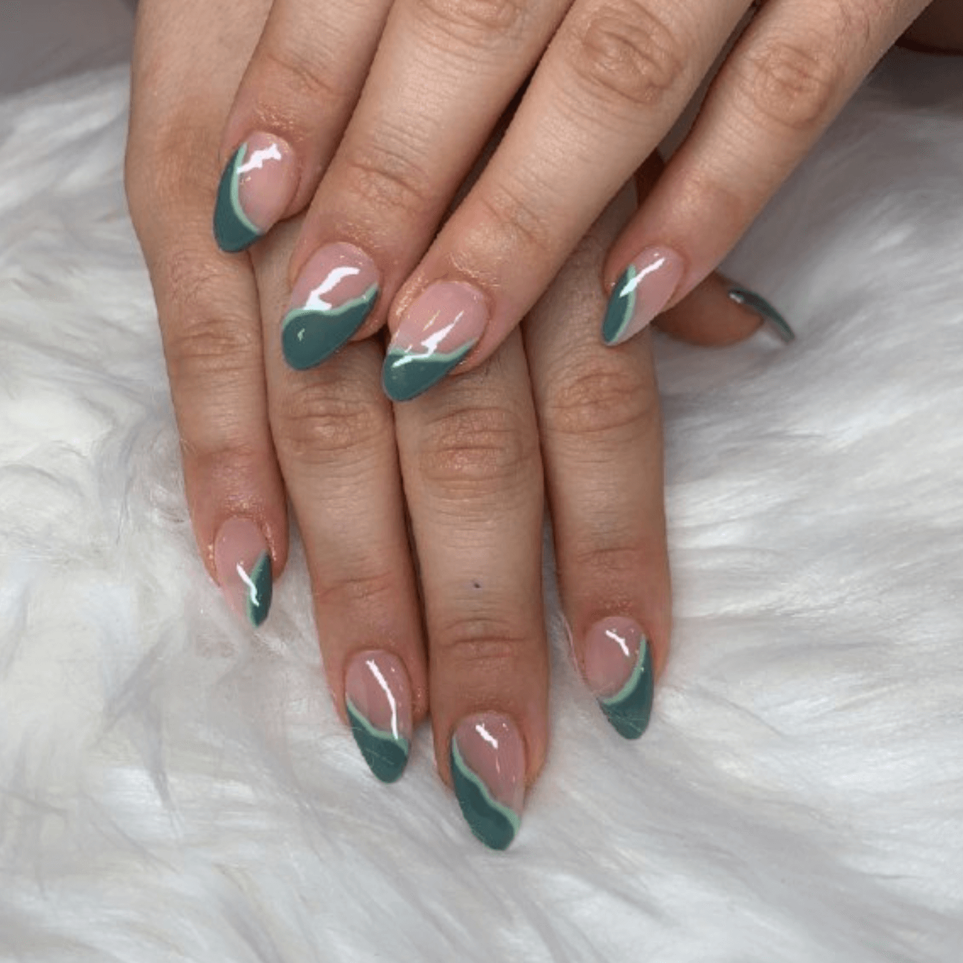 Dark Green French Tips