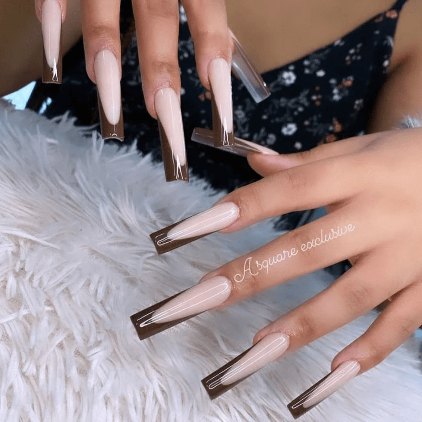 Brown French Tip Nails