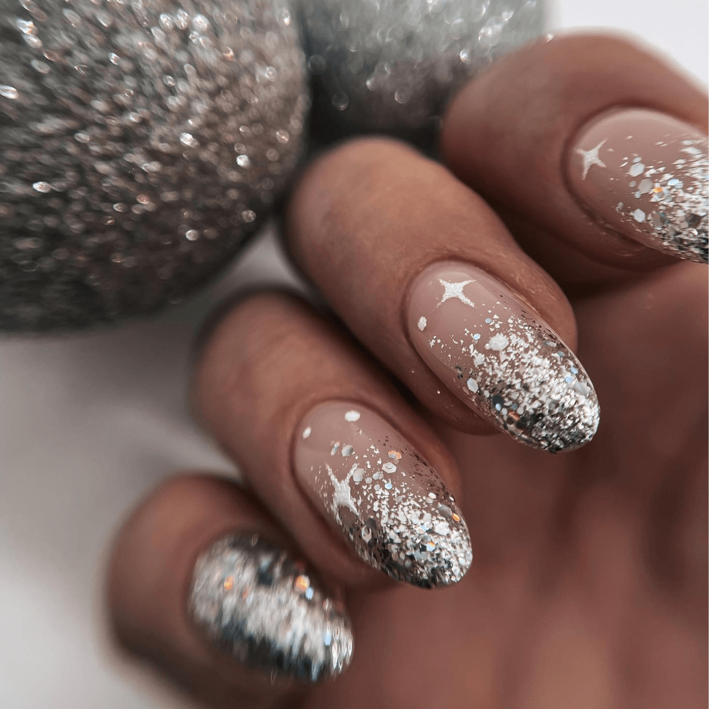 Silver ombre nails