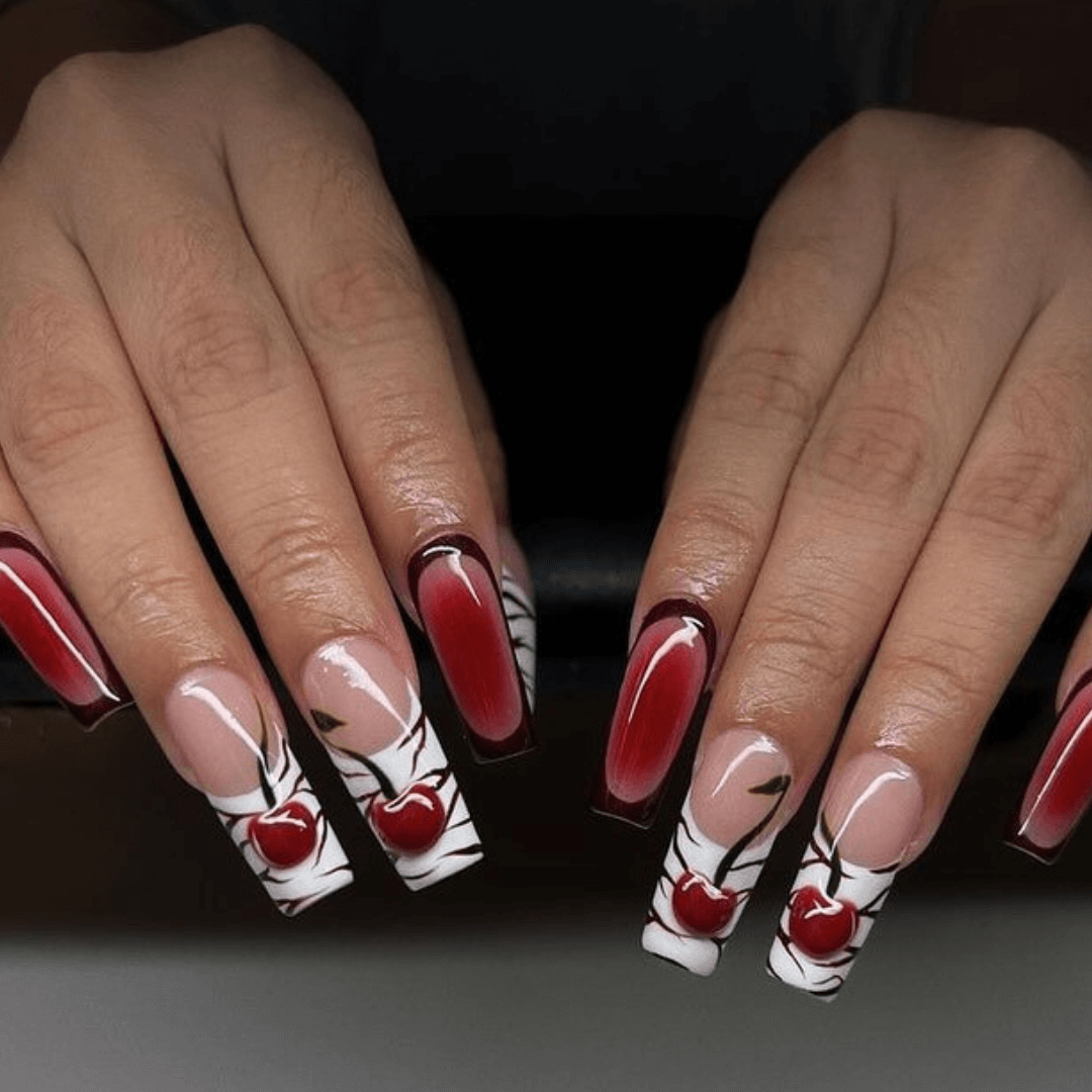 Red And White Nails