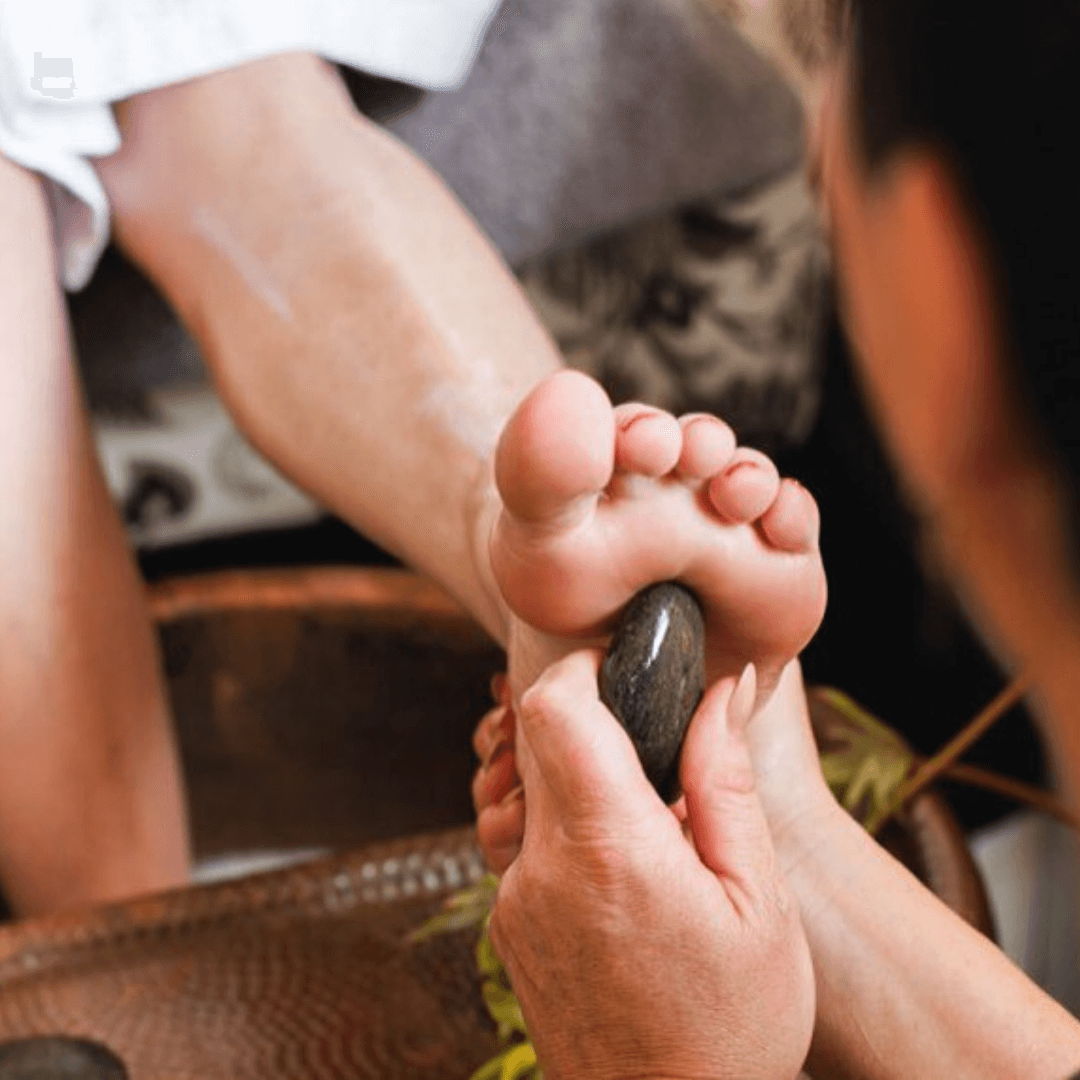 Pedicure with hot stones