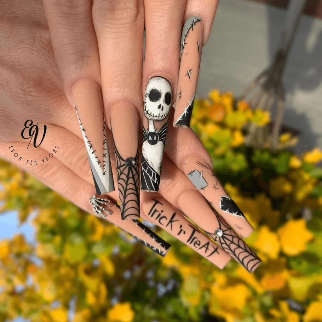 Black and White Halloween Nails