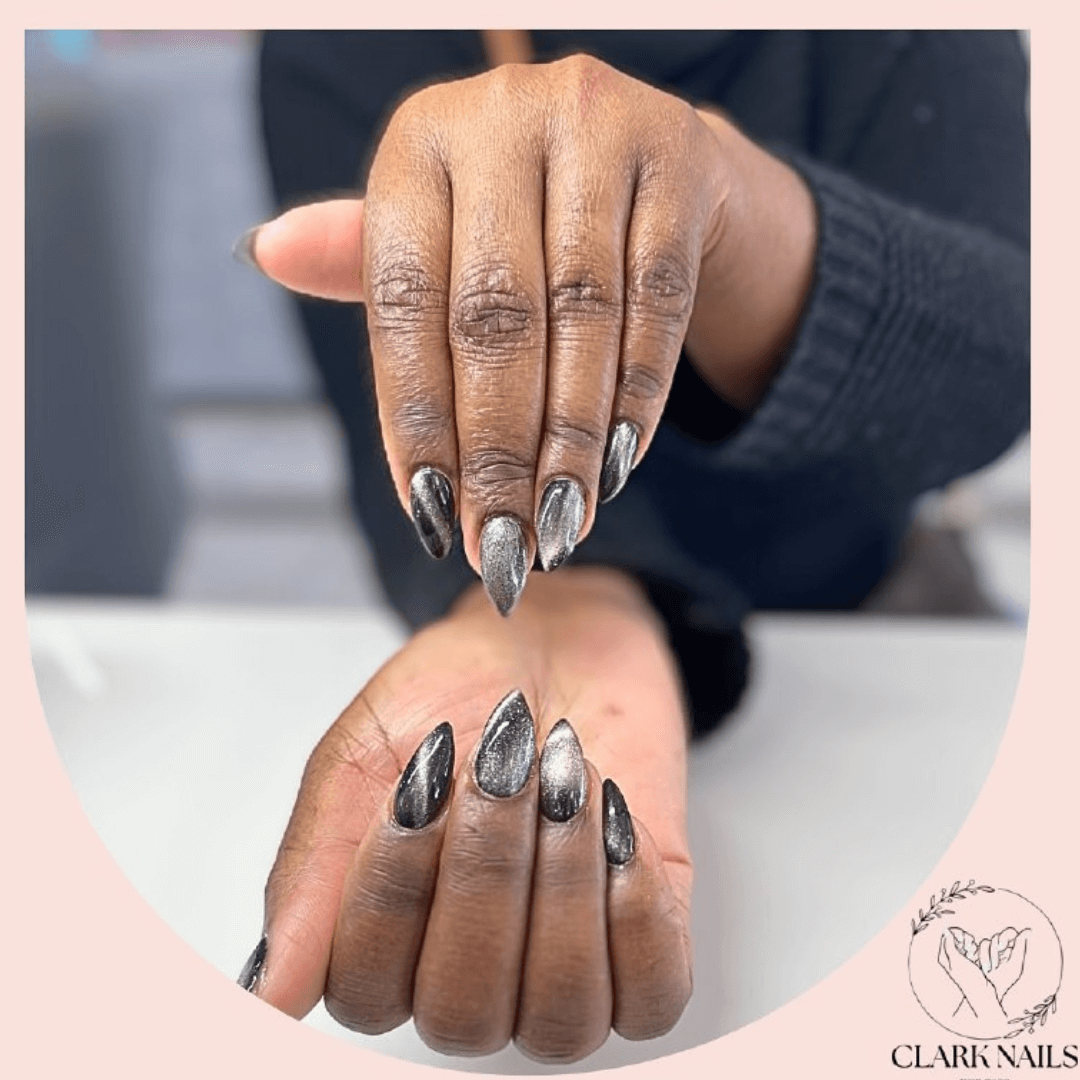 Chrome Almond Nails with Metallic Finish