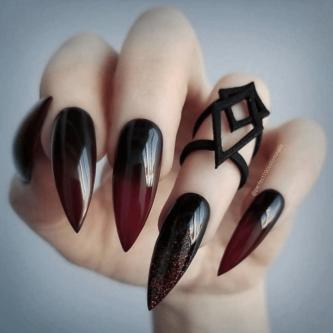 Burgundy ombre nails