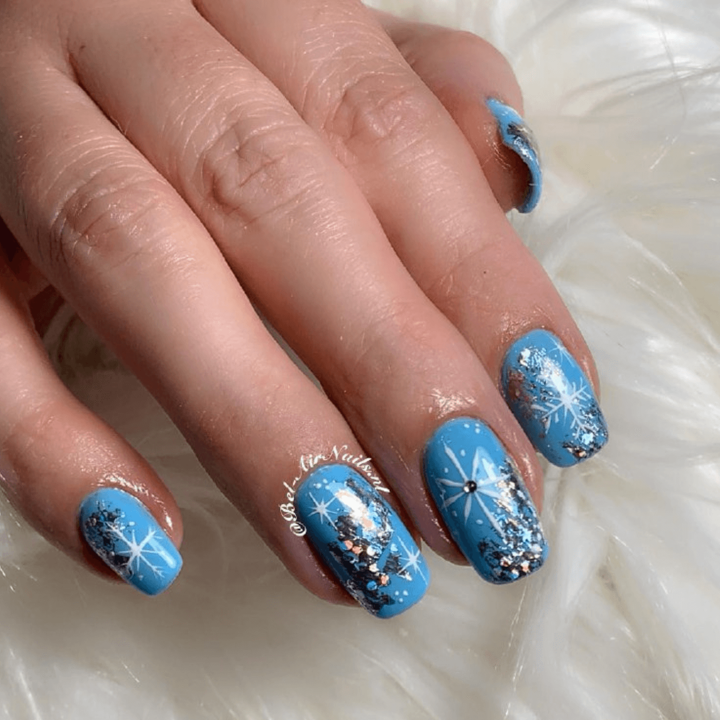 Blue and Silver Winter Nails