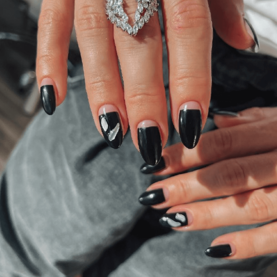 Black nails with silver