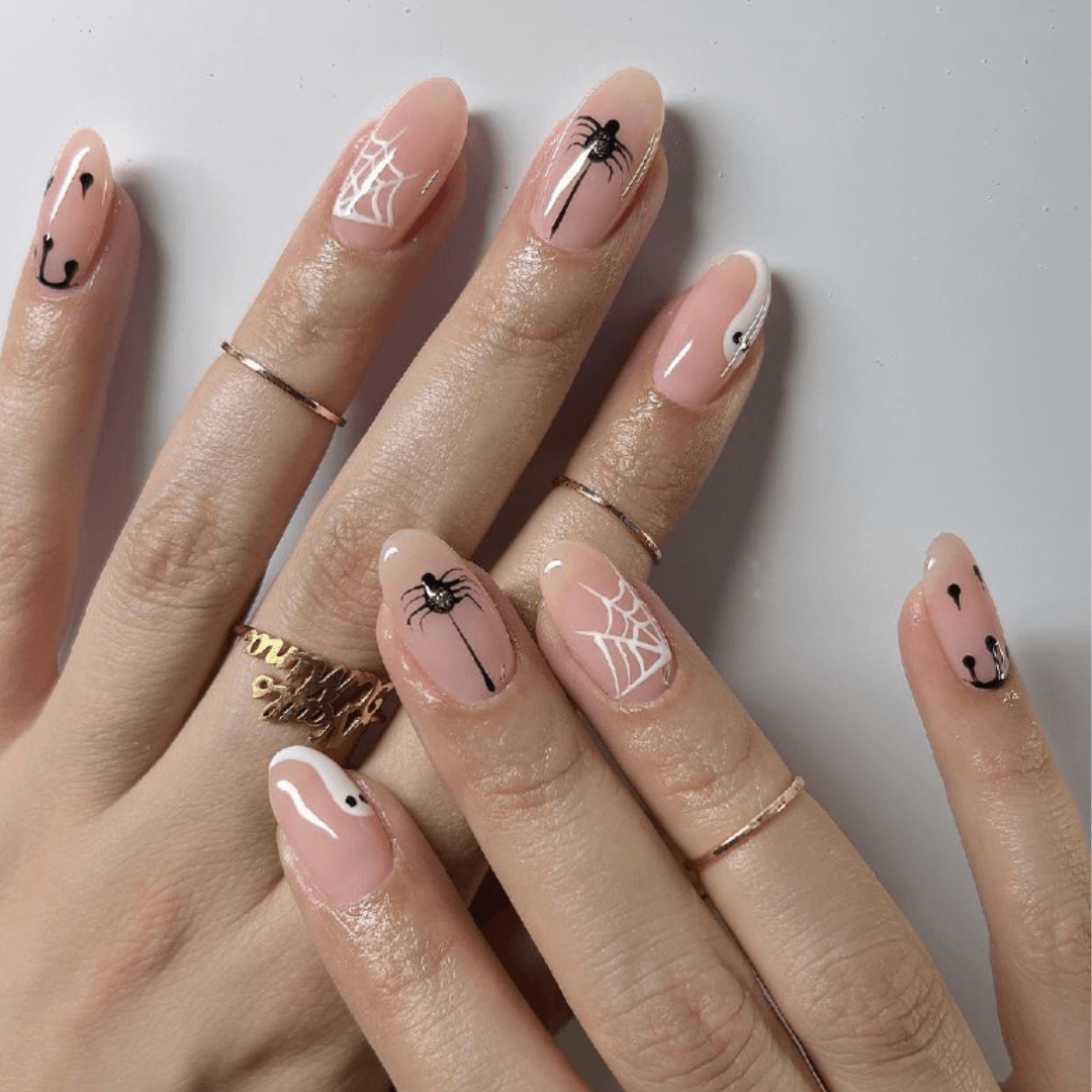 Easy Halloween Nail Art with Spiders