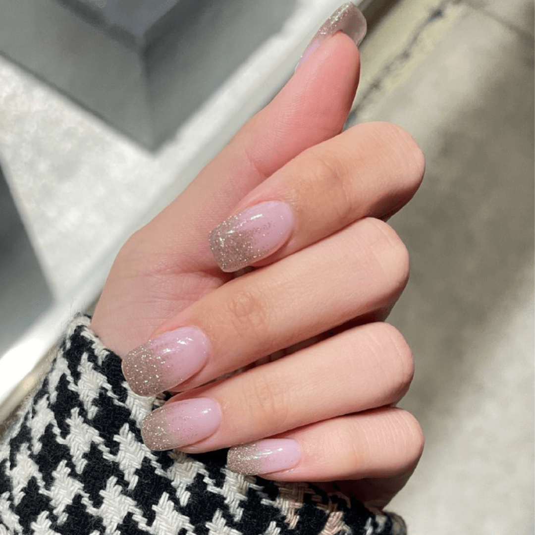 Nude Glitter Ombre Nails