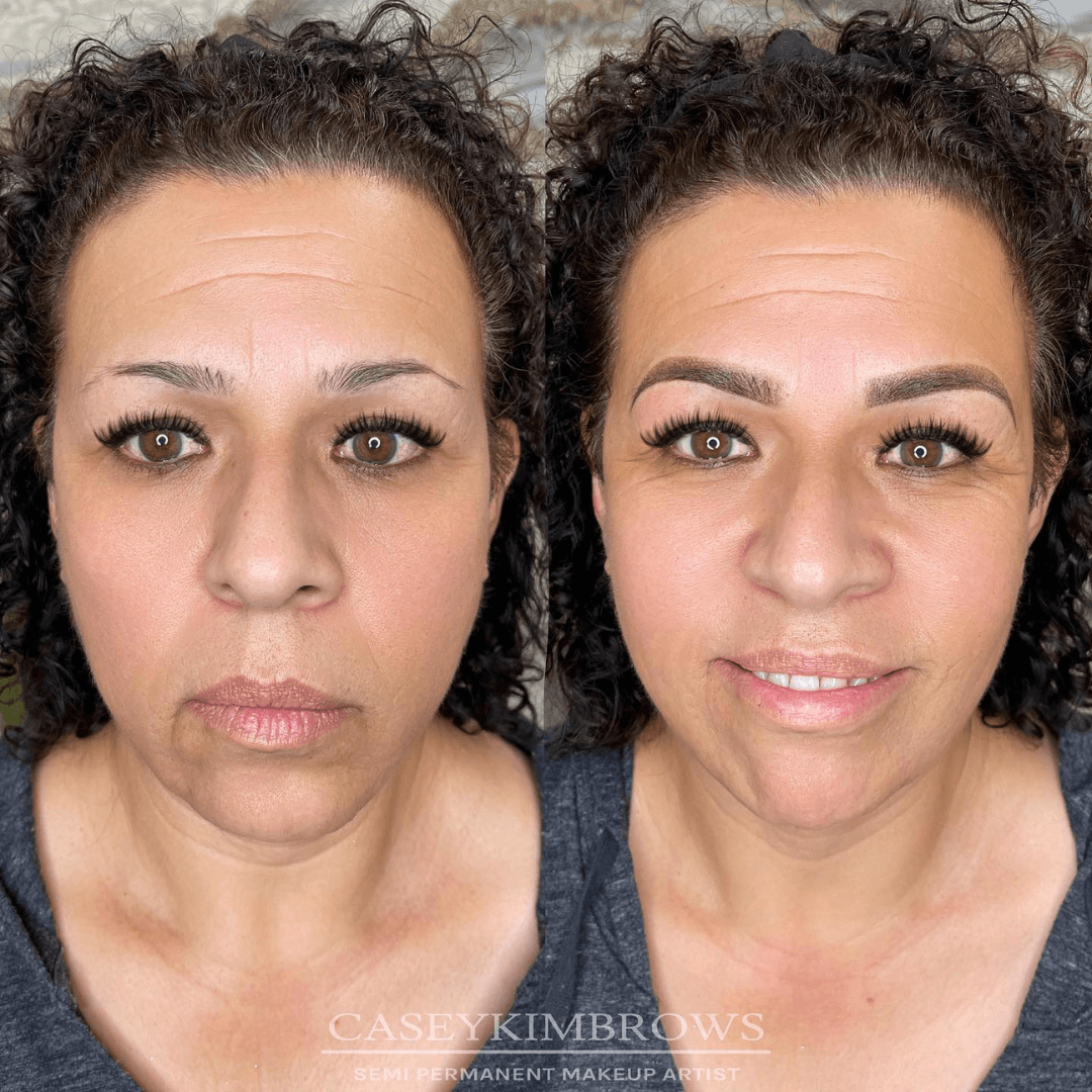 Eyebrow tinting example before/after
