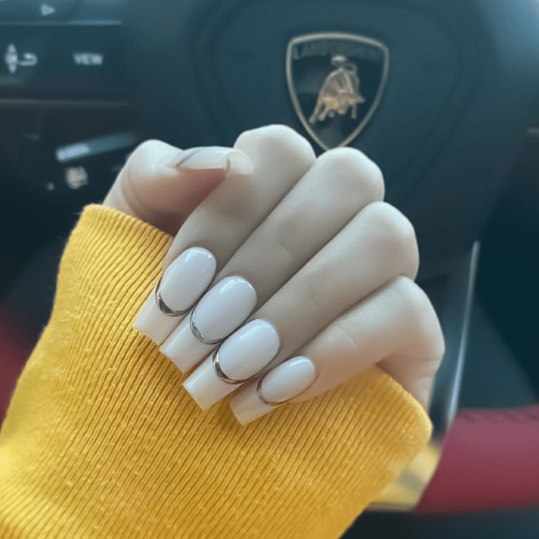 Classic french tip square nails