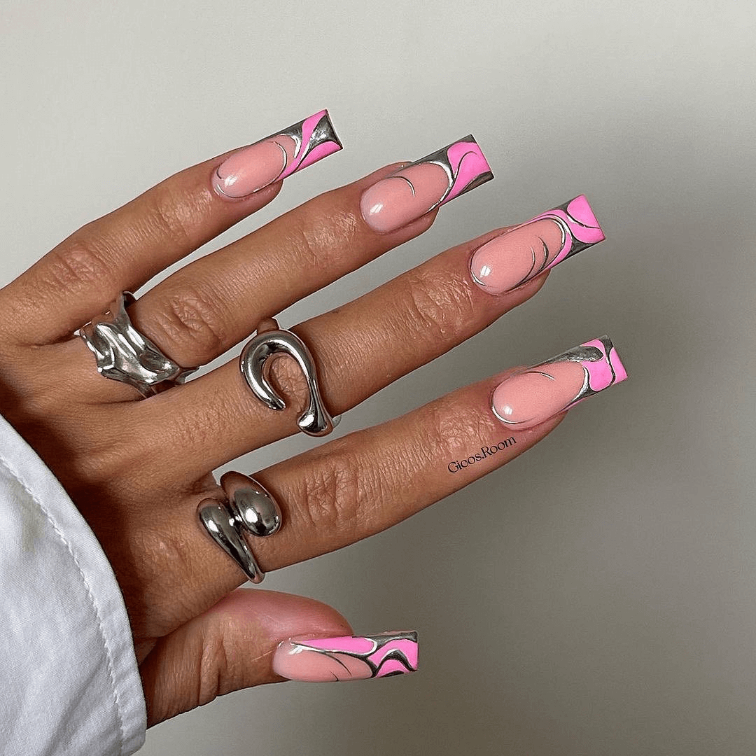 Pink french nails