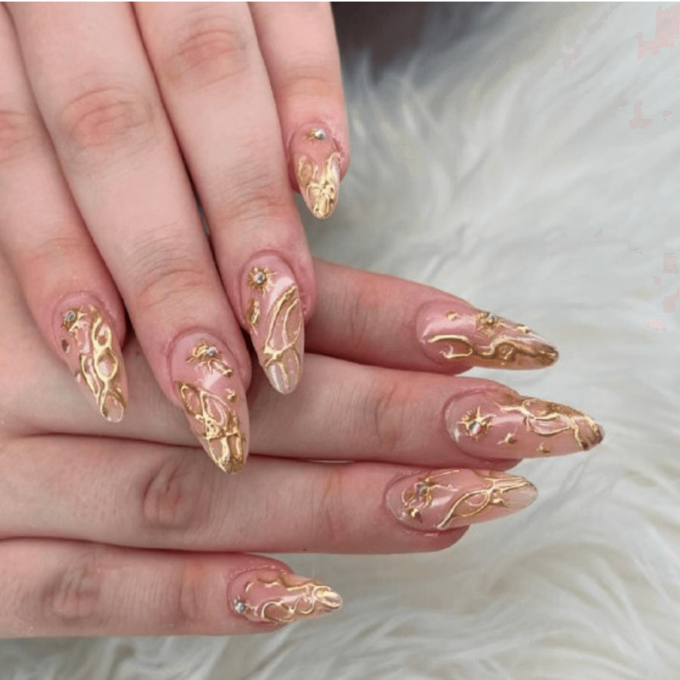 Gold Glitter Winter Nails