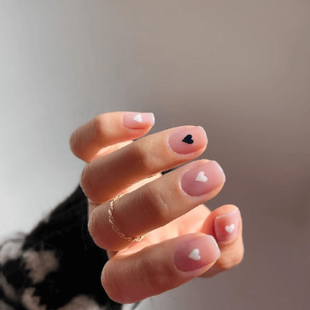 Nude Nails with Black Accents