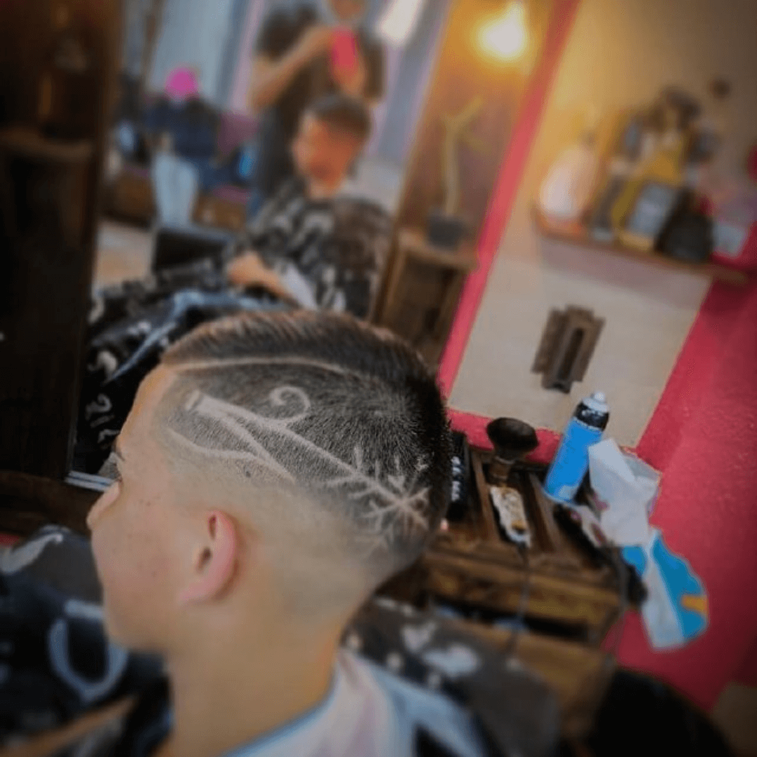 Boys Fade Haircut High Skin Fade with Shaved Designs