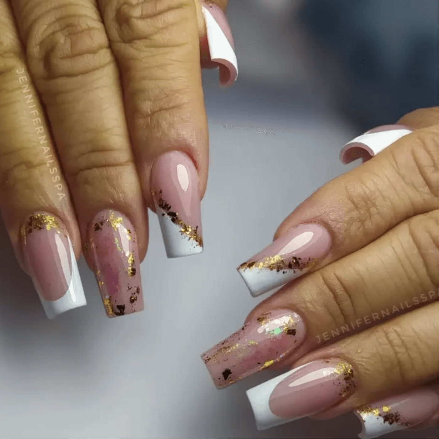 White And Gold Nails