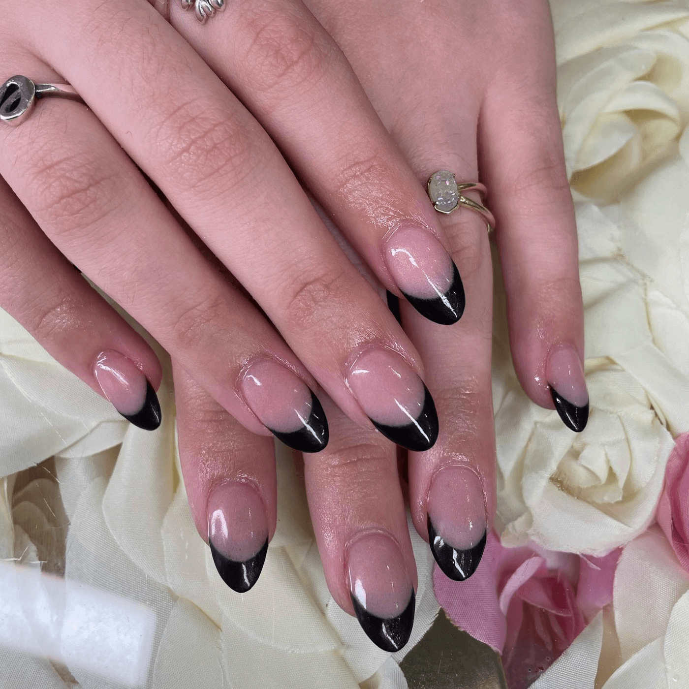 Oval French Tip Nails