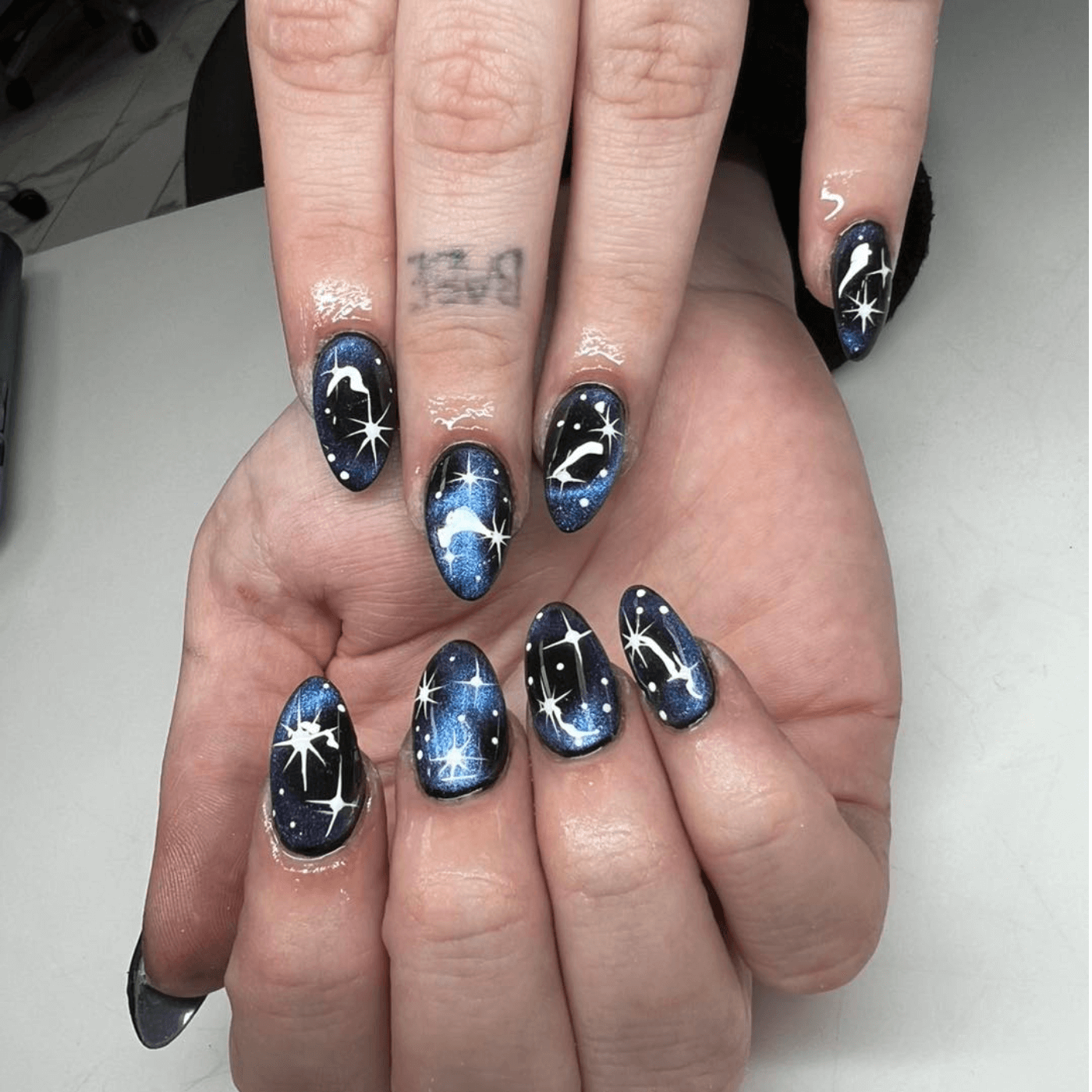 Dark Winter Nails with Abstract Art