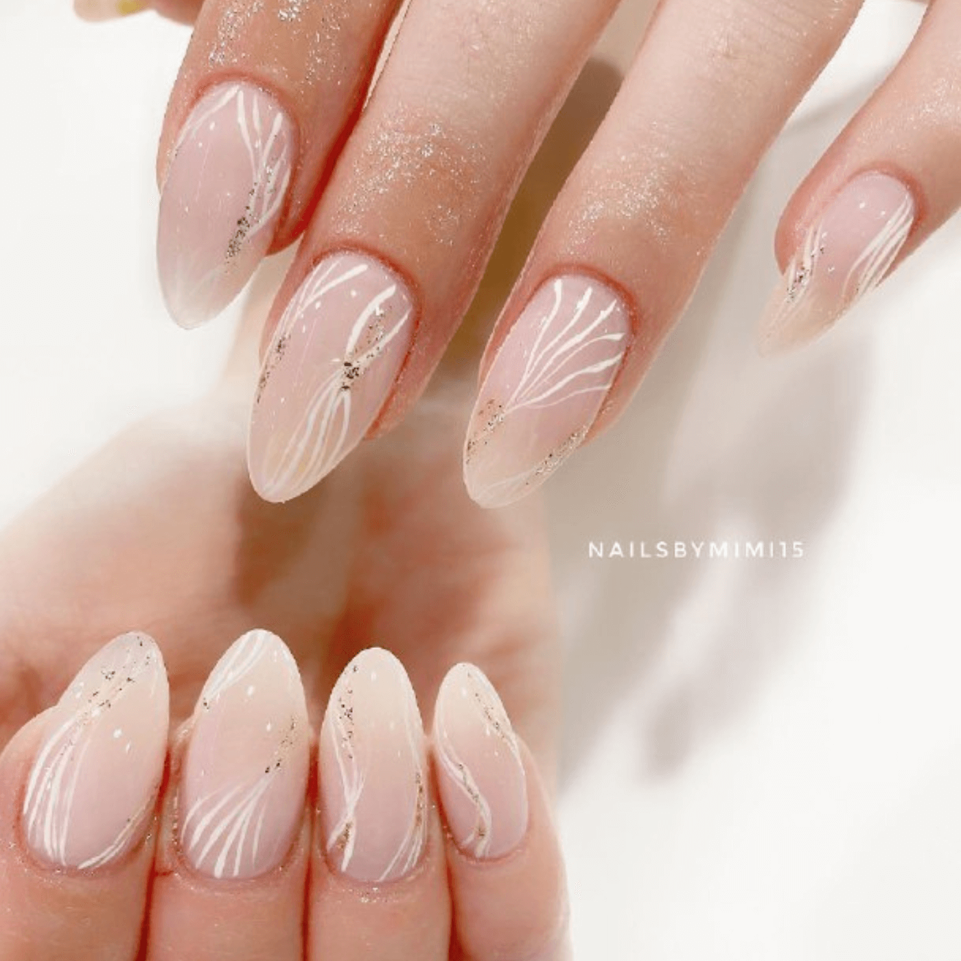 Very Short Almond Nails with Classic Nude Polish