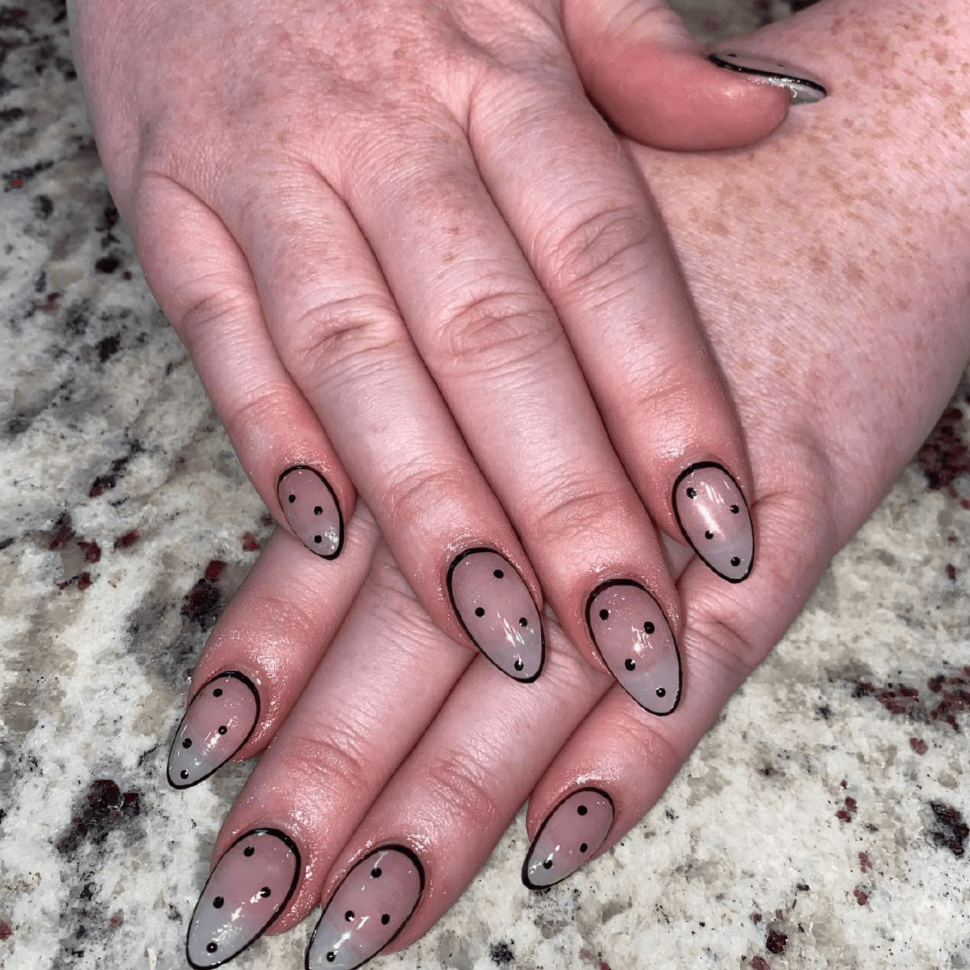 Short Pink Almond Nails with Clear Coat