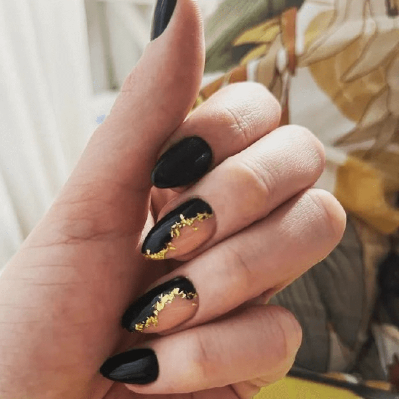 Short Black Nails with Glossy Finish